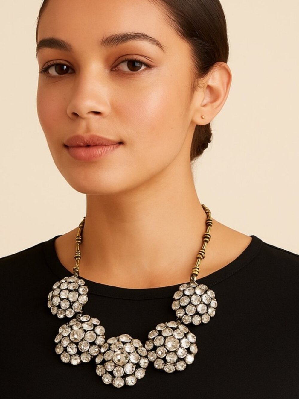 J.Crew Vintage Crystal Circle Cluster Statement Necklace